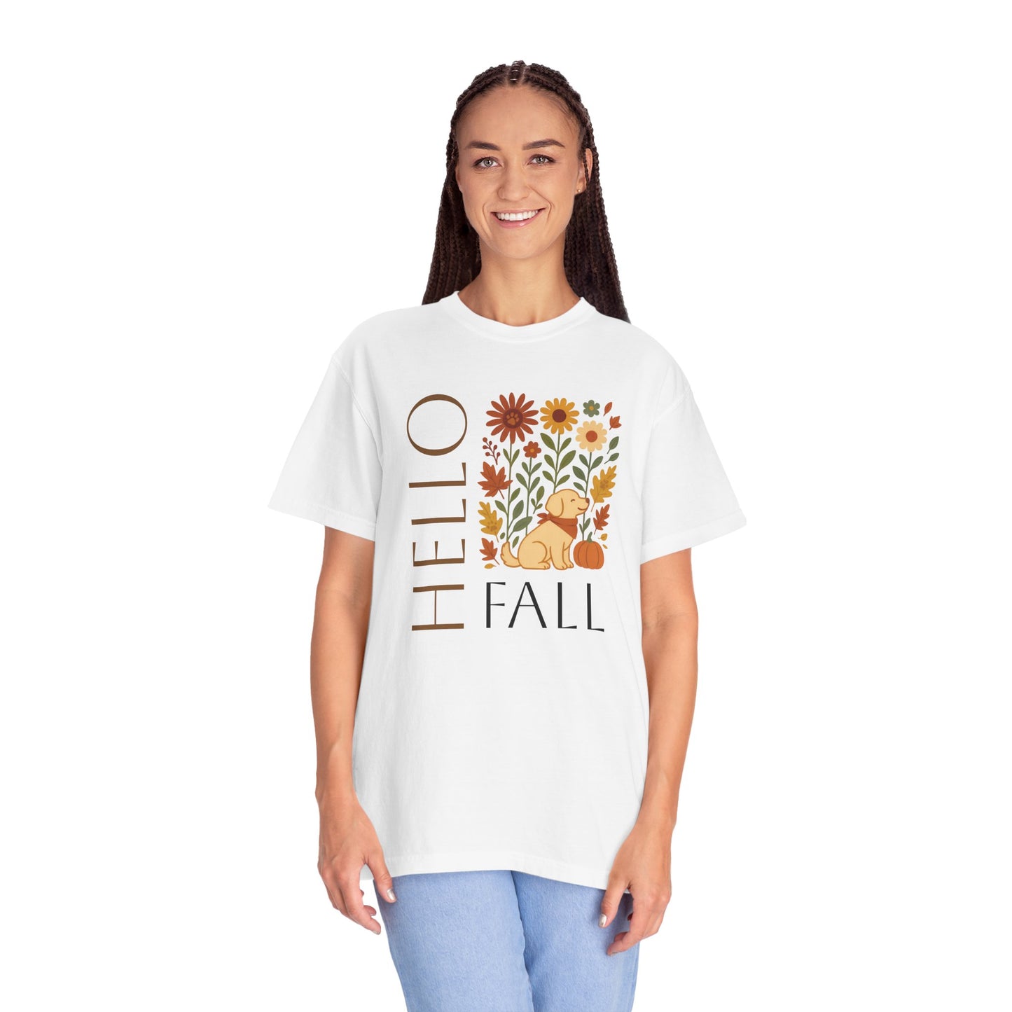 Autumn Floral Dog T-Shirt, Hello Fall