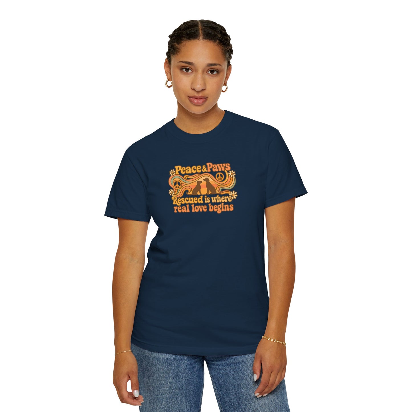 Peace & Paws T-Shirt, Perfect Gift for Couples, Vintage Style Tee, Unisex Casual Wear, Summer Fashion, Statement Shirt
