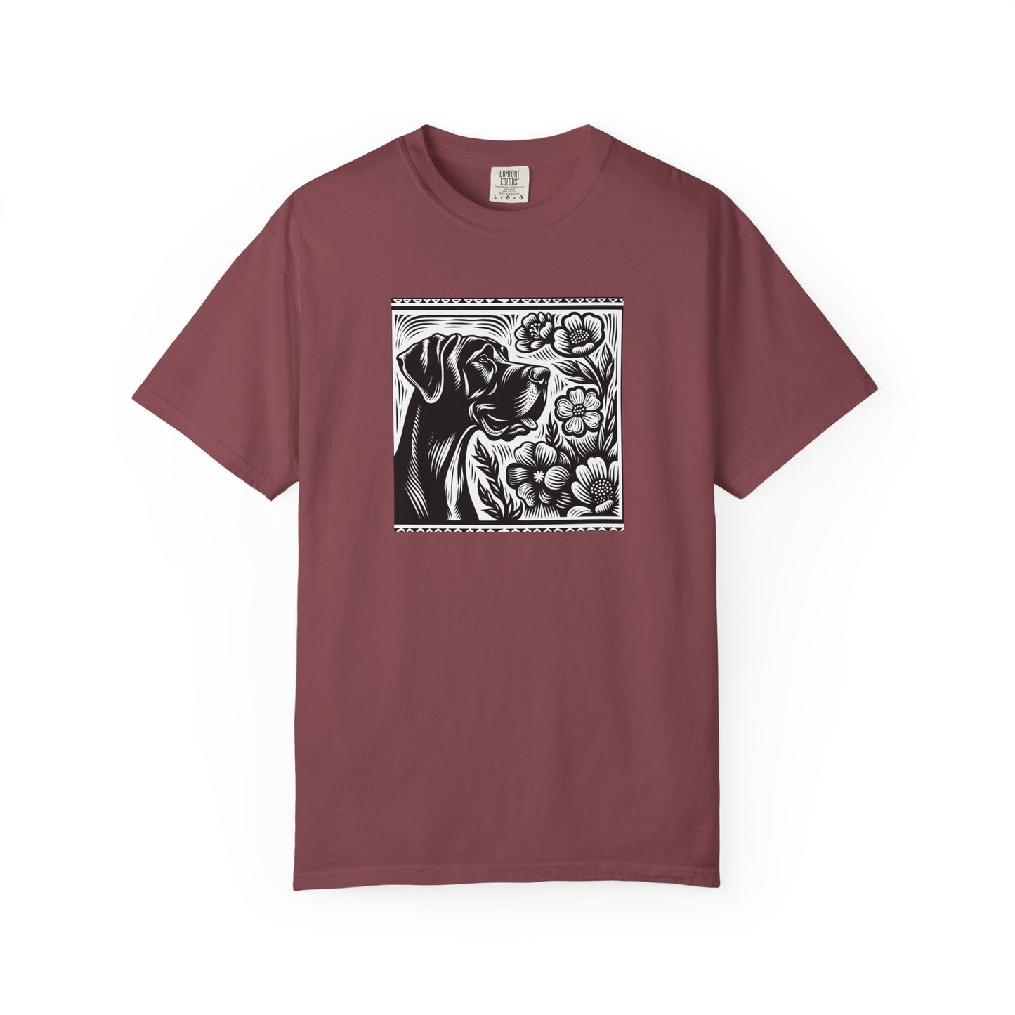Great Dane Dog Lover's Floral Print T-Shirt | Unisex Garment-Dyed Tee