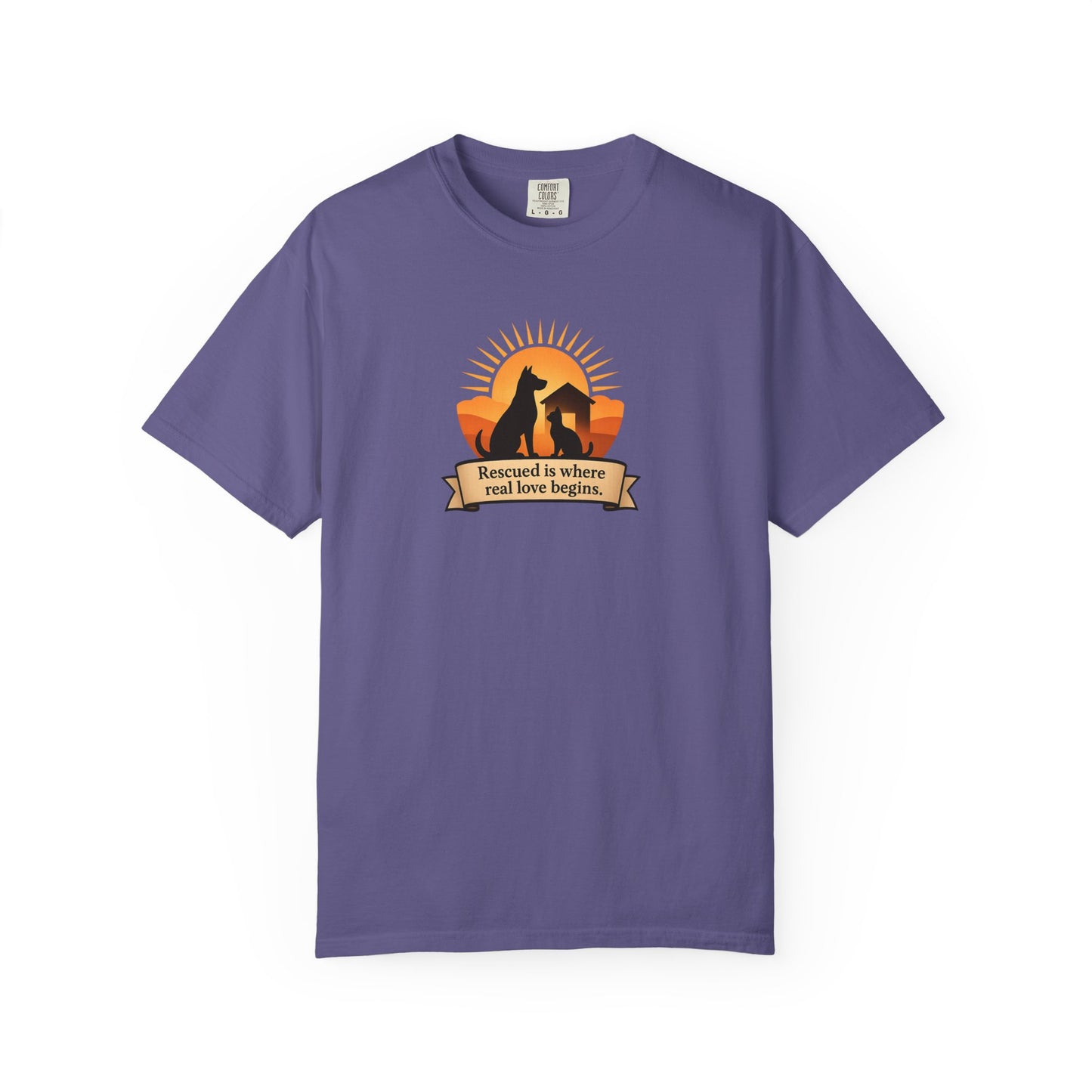 Rescued Is Where Real Love Begins Unisex Garment-Dyed T-Shirt - Perfect for Outdoor Lovers, Hiking, Gifts, Nature Enthusiasts, Casual Wear