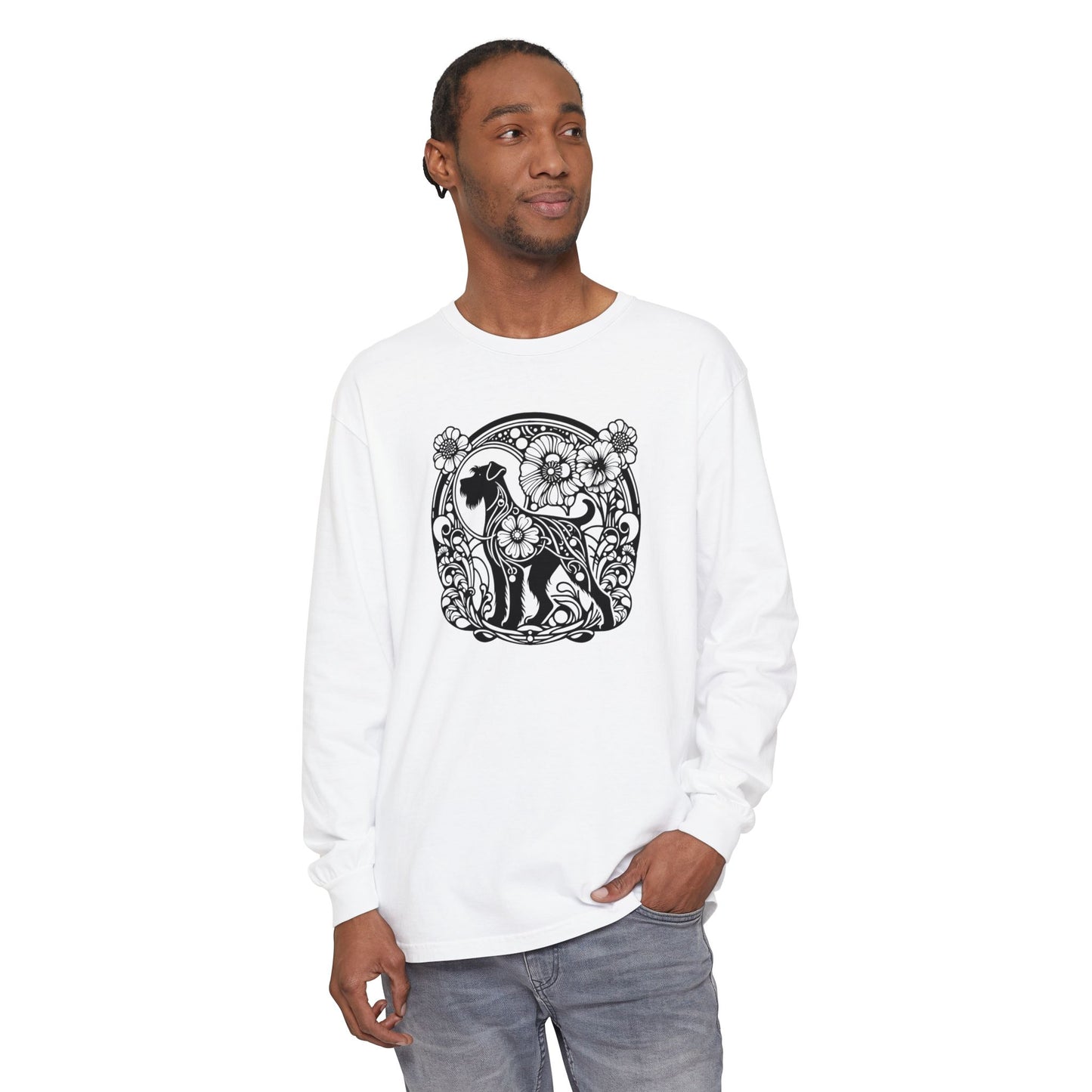 Floral Dog Long Sleeve T-Shirt - Unisex Tee for Animal Lovers