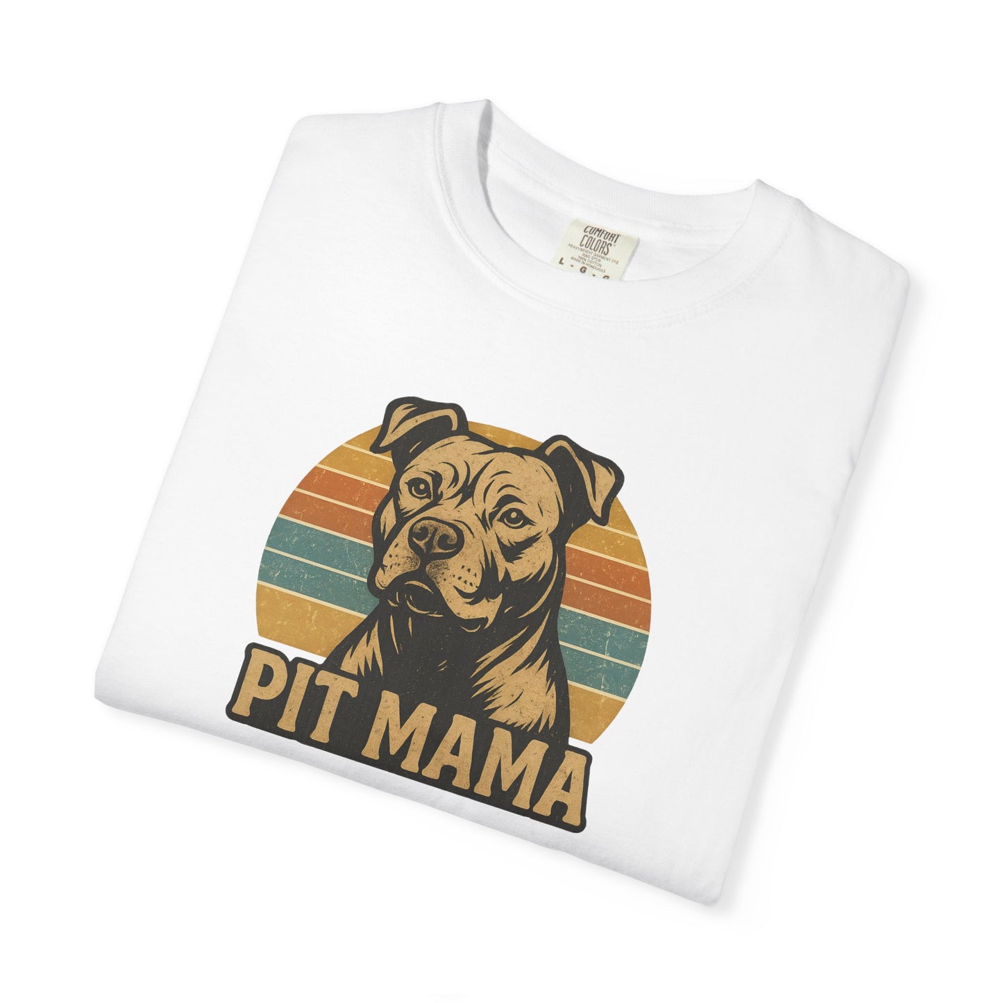 Retro Pit Mama T-Shirt | Garment-Dyed Tee for Dog Lovers | Perfect for Casual Wear, Gifts, Birthdays, Pet Celebrations, Dog Adoption Events