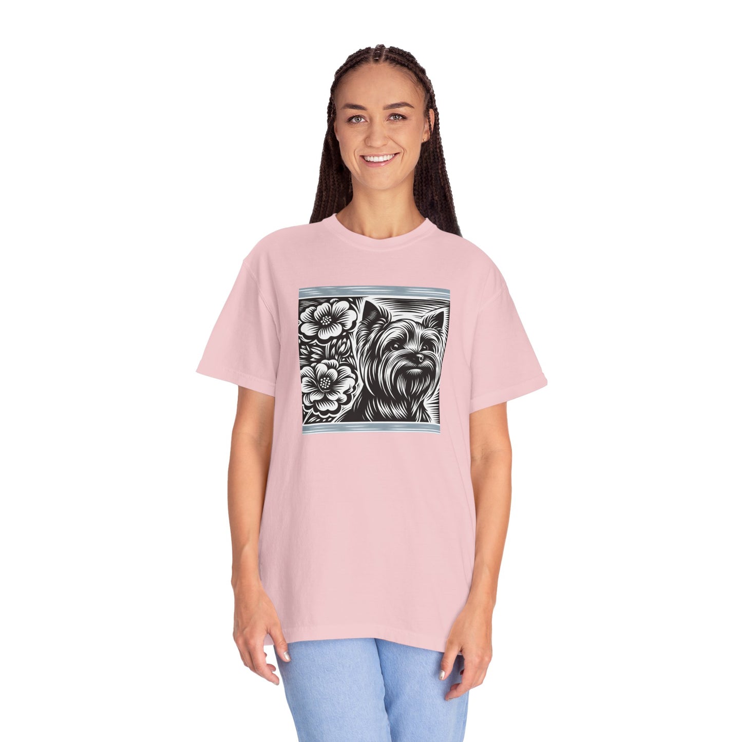 Cute Yorkie Floral T-Shirt for Dog Lovers