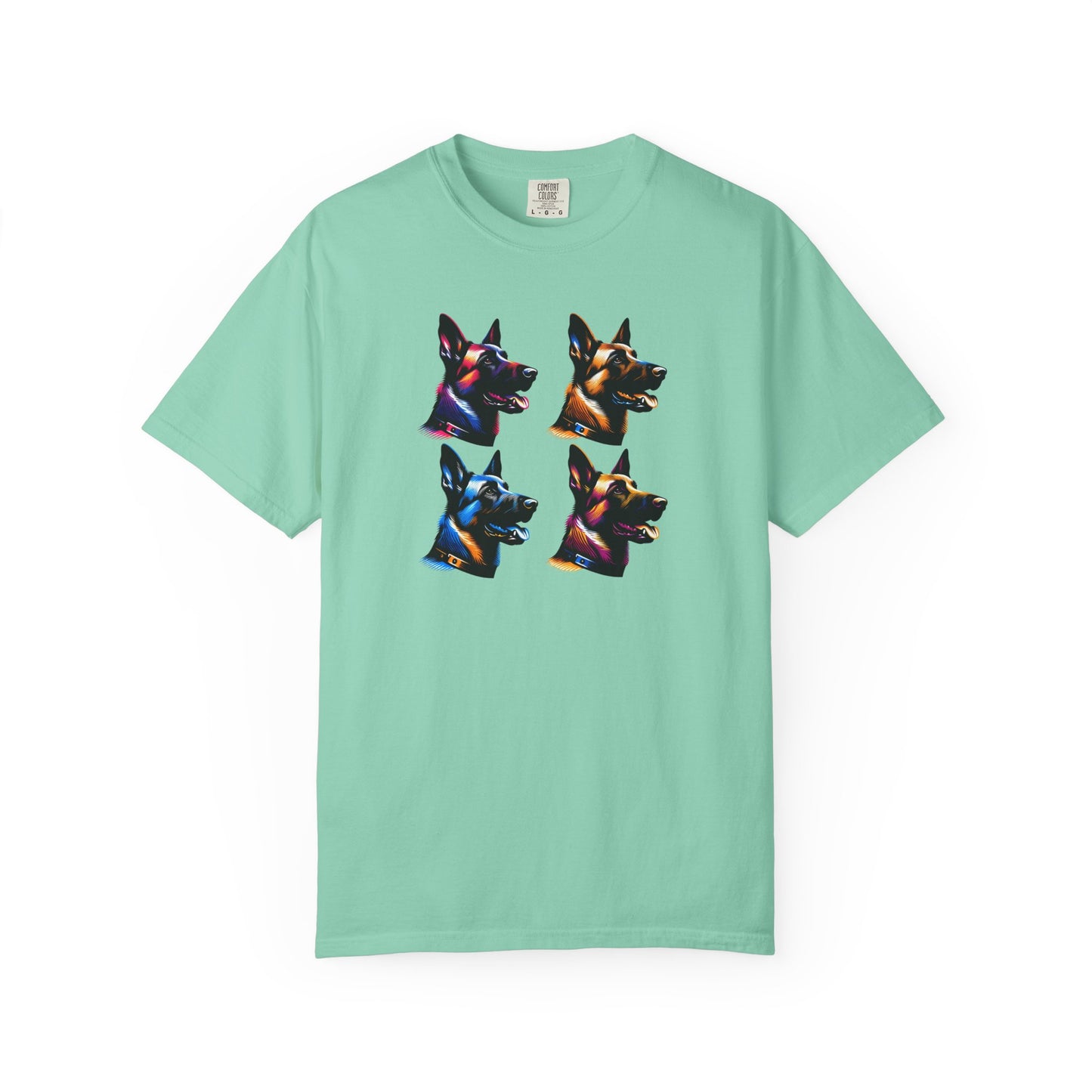 Colorful Belgium Malinois Portrait Unisex Garment-Dyed T-Shirt