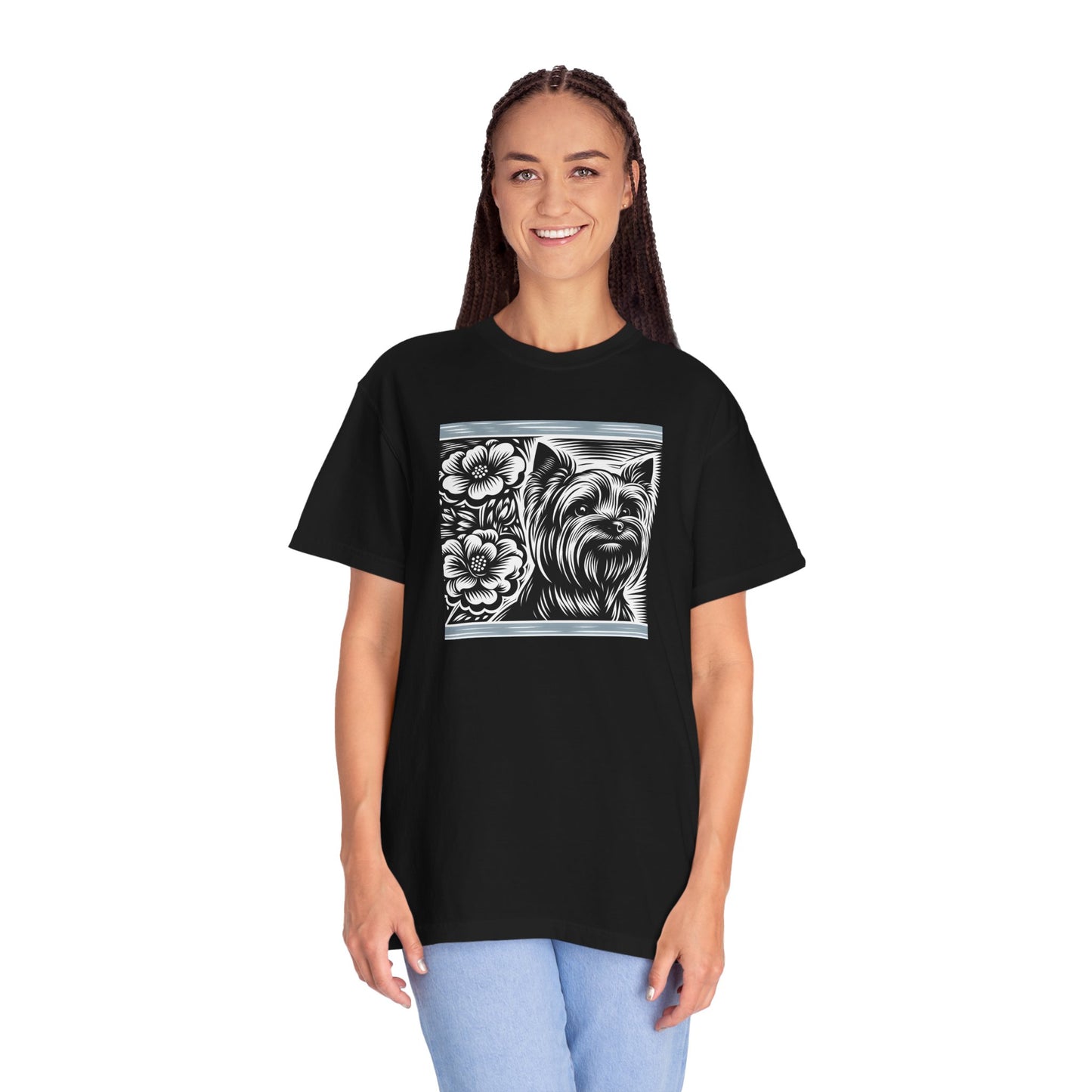 Cute Yorkie Floral T-Shirt for Dog Lovers