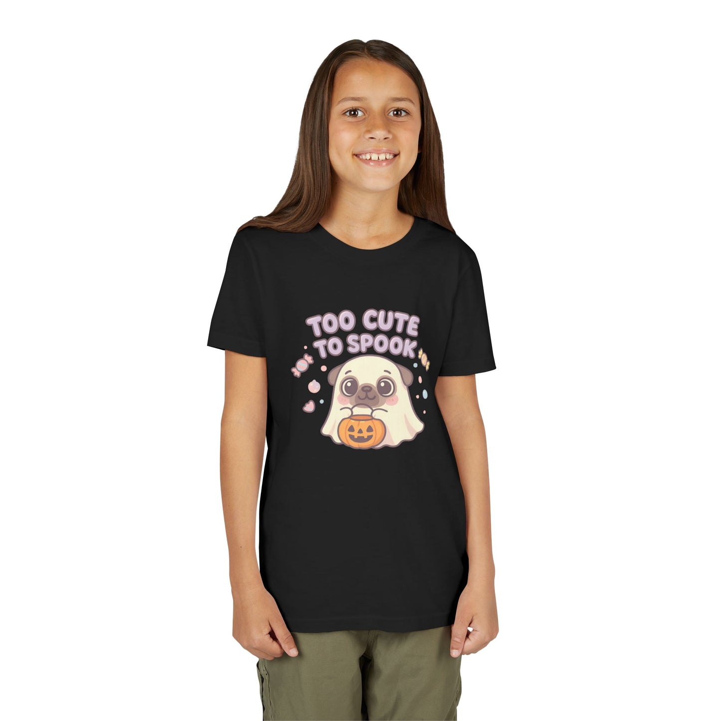Cute Halloween Ghost Youth Tee, Spooky Shirt for Kids, Halloween Apparel, Trick or Treat T-Shirt, Funny Kids' Shirt