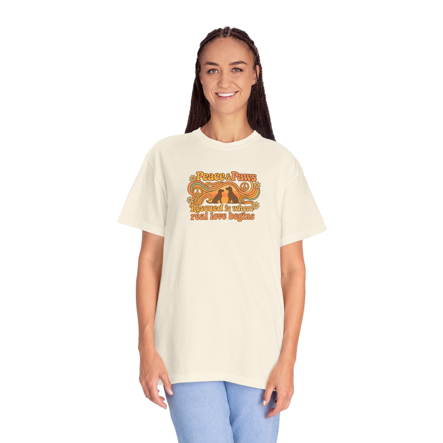 Peace & Paws T-Shirt, Vintage Style Tee