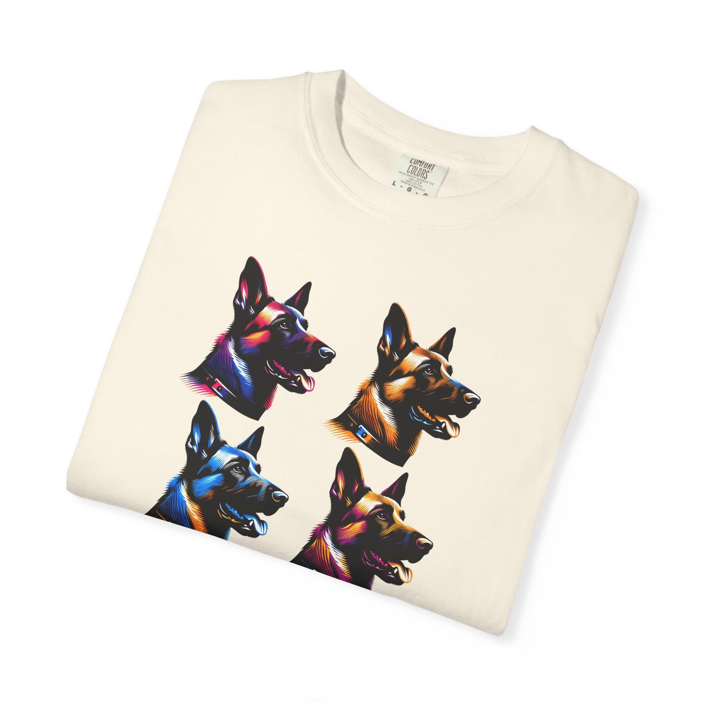 Colorful Belgium Malinois Portrait Unisex Garment-Dyed T-Shirt