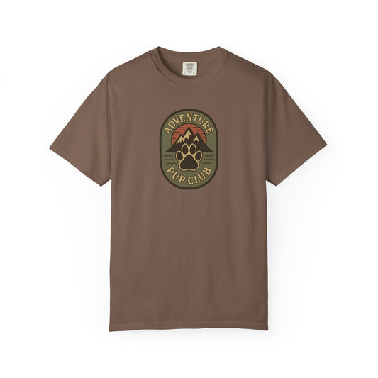 Adventure Pup Club Unisex Garment-Dyed T-Shirt, Dog Lover Gift, Outdoor Adventure Apparel, Pet Club Tee, Nature Lover Shirt