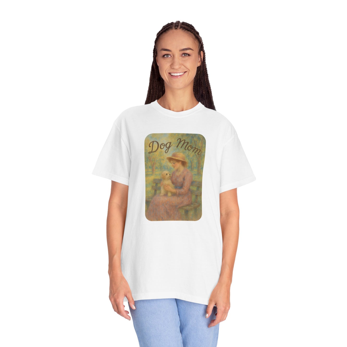 Dog Mom Garment-Dyed T-Shirt - Perfect Gift for Pet Lovers, Casual Wear, Dog Owners, Mother's Day, Dog-Themed Apparel