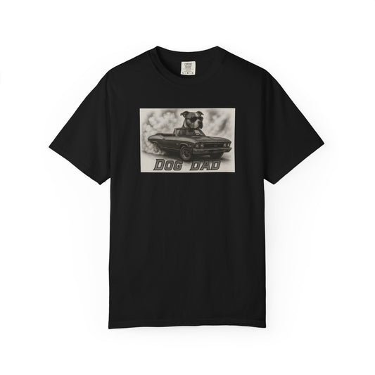 Dog Dad - American Staffordshire Terrier - Cool Dogs in Cool Cars T-Shirt Collection | Funny Dog Lover Apparel for Men