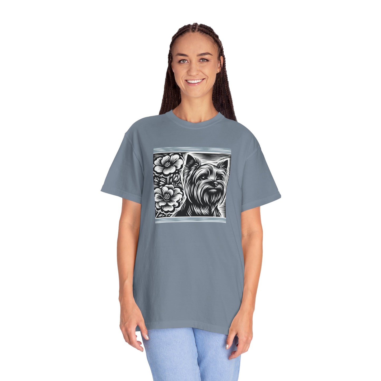 Cute Yorkie Floral T-Shirt for Dog Lovers