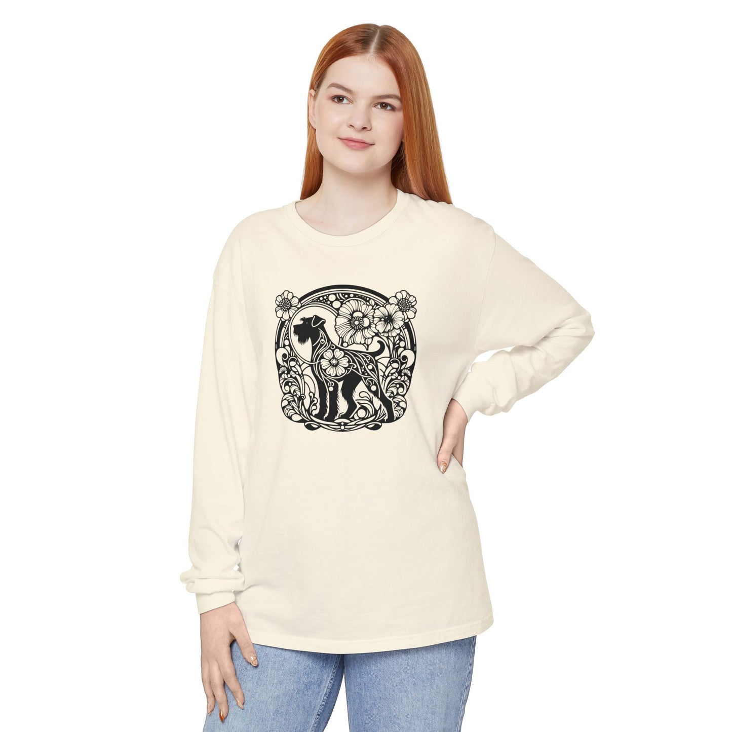 Floral Dog Long Sleeve T-Shirt - Unisex Tee for Animal Lovers