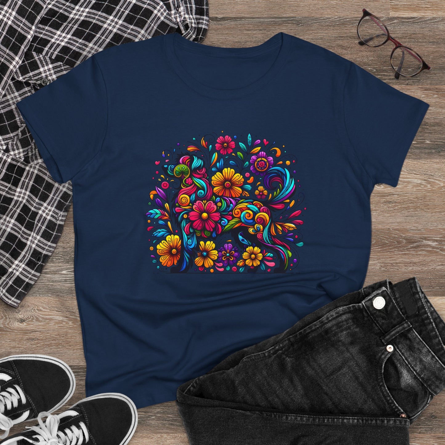 Women's Tee - Floral Dog Design