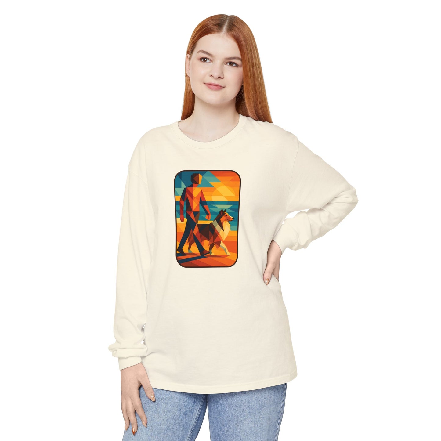 Vibrant Dog Walking Design, Unisex Shirt, Gift for Pet Lovers, Beach Vibe T-Shirt, Cozy Everyday Wear