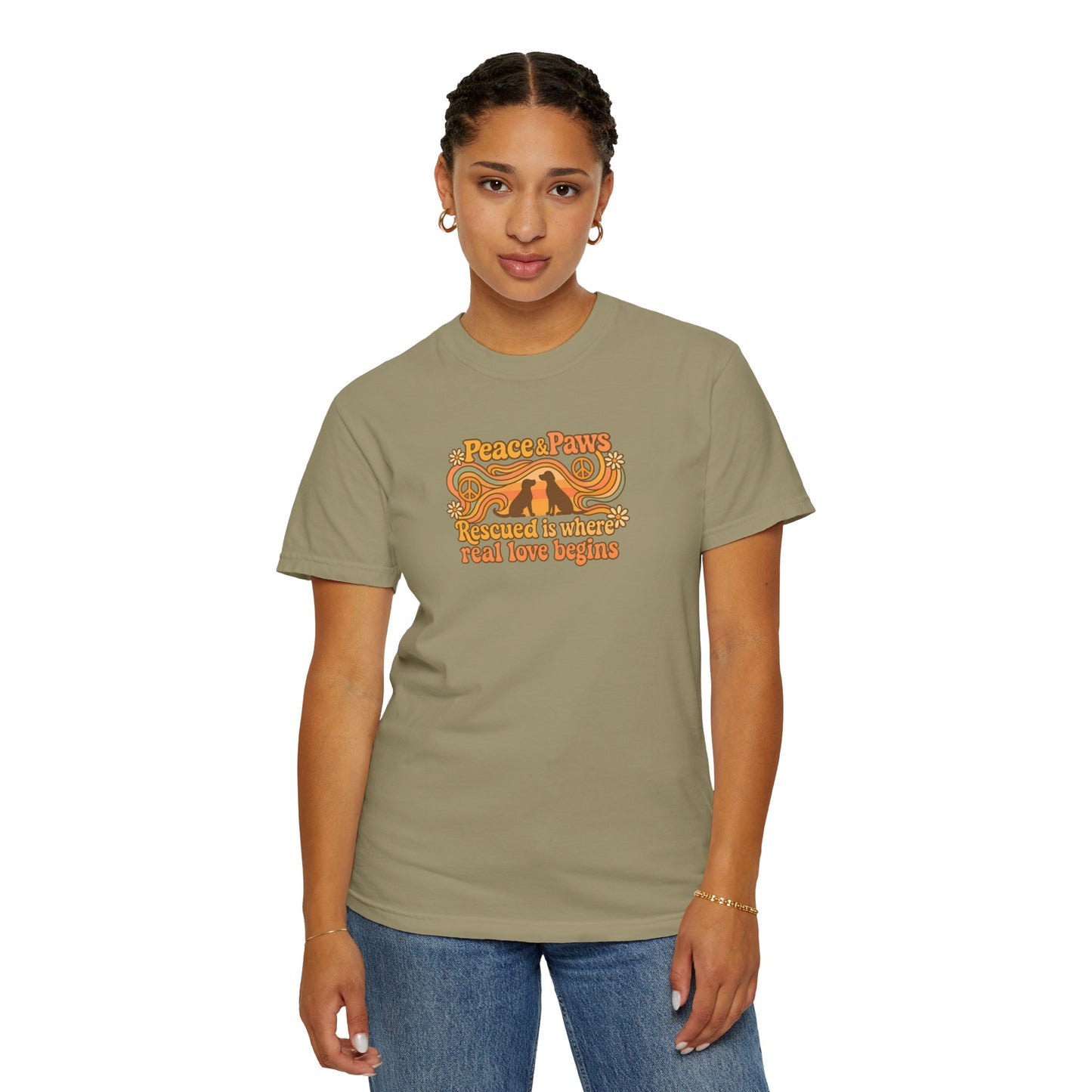 Peace & Paws T-Shirt, Perfect Gift for Couples, Vintage Style Tee, Unisex Casual Wear, Summer Fashion, Statement Shirt