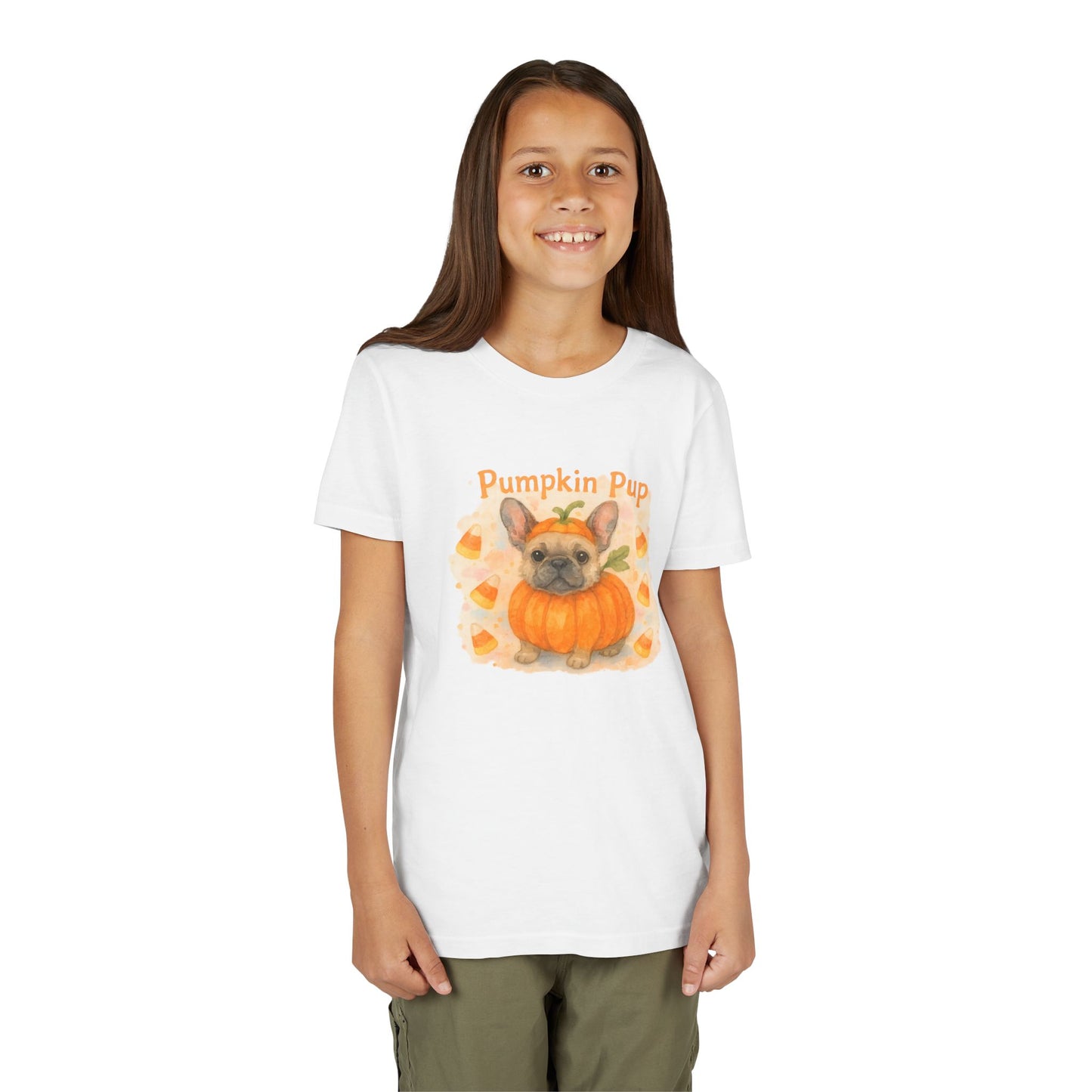 Pumpkin Pup Youth Short Sleeve Tee - Cute Fall T-Shirt, Kids Halloween Shirt, Pet Lover Gift, Autumn Apparel, Cozy Seasonal Wear