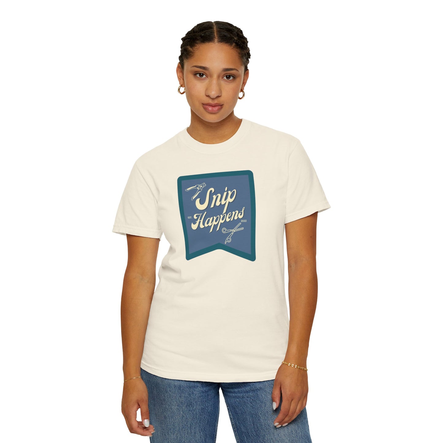 Snip Happens Unisex Garment-Dyed T-Shirt - Fun & Casual Apparel for Stitching Lovers