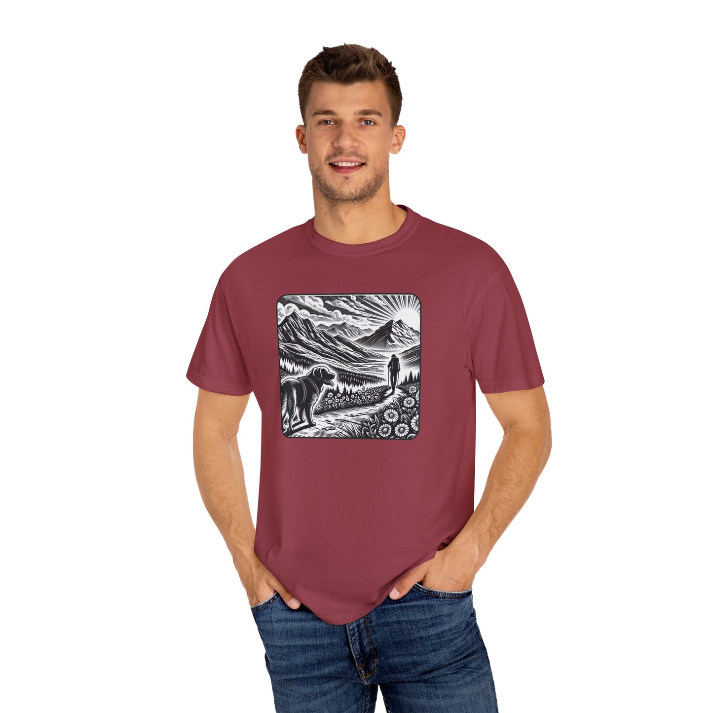 Hiker Unisex Garment-Dyed T-Shirt with Nature Design - Perfect for Outdoor Lovers