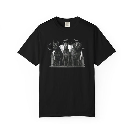 Spooky Doggos Graphic T-Shirt, Perfect for Halloween, Pet Lovers Gift, Casual Wear, Dog Enthusiasts Apparel, Unisex Tee