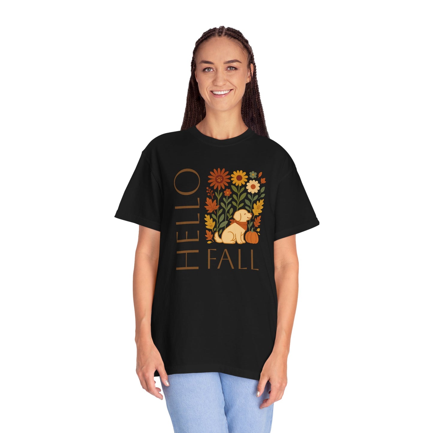 Autumn Floral Dog T-Shirt, Hello Fall