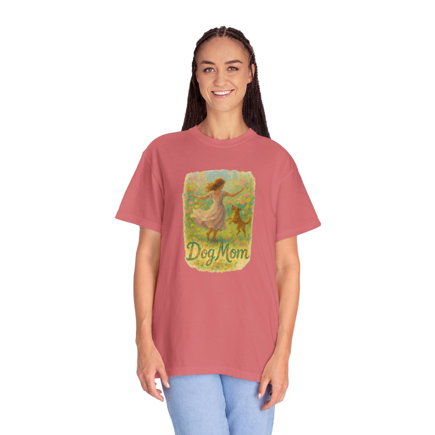 Dog Mom T-Shirt, Cute Animal Lover Tee, Gift for Pet Moms, Garment-Dyed T-Shirt, Casual Summer Shirt, Birthday Gift, Dog Lover Merchandise