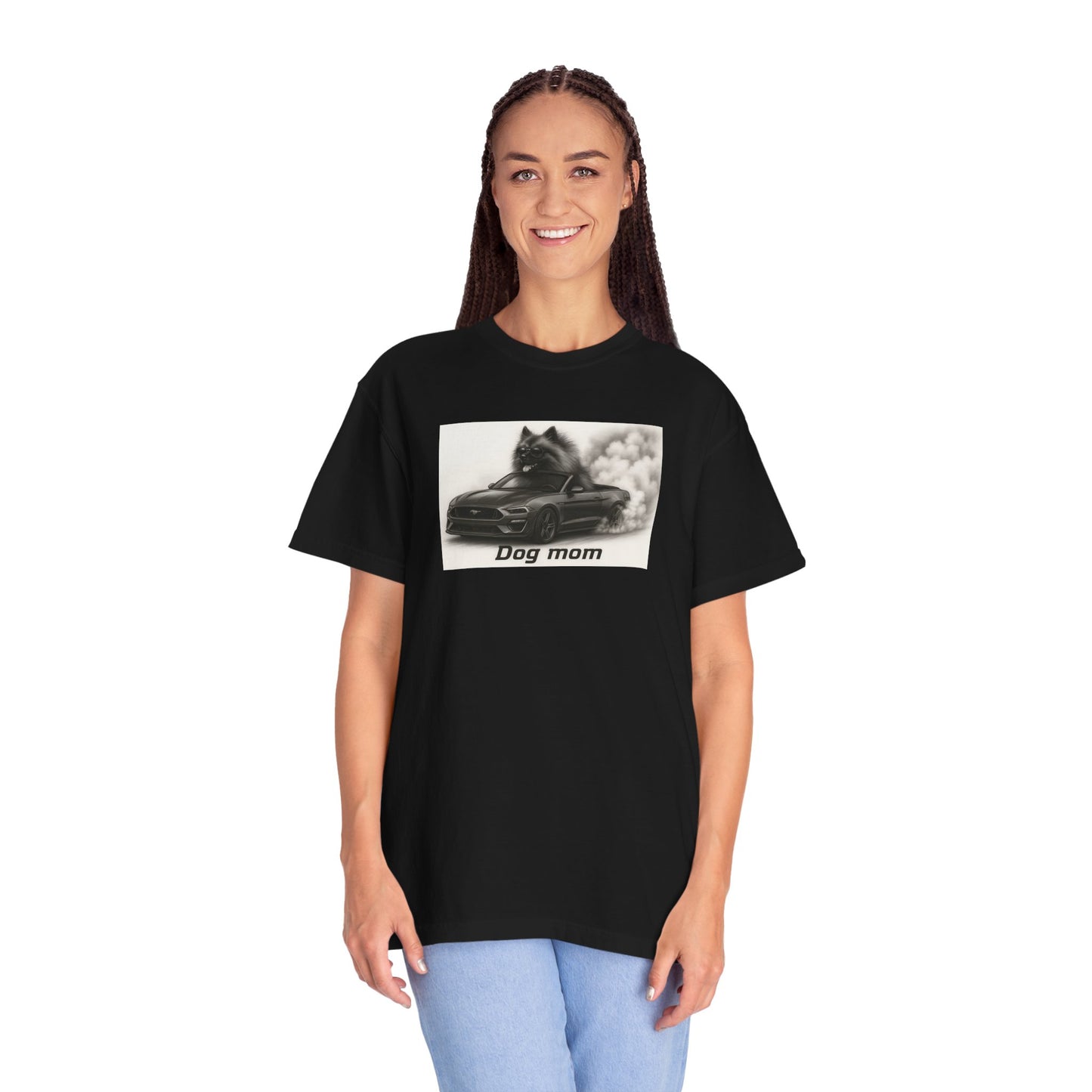 Dog Mom - Keeshond - “Cool Dogs in Cool Cars” T-Shirt Collection