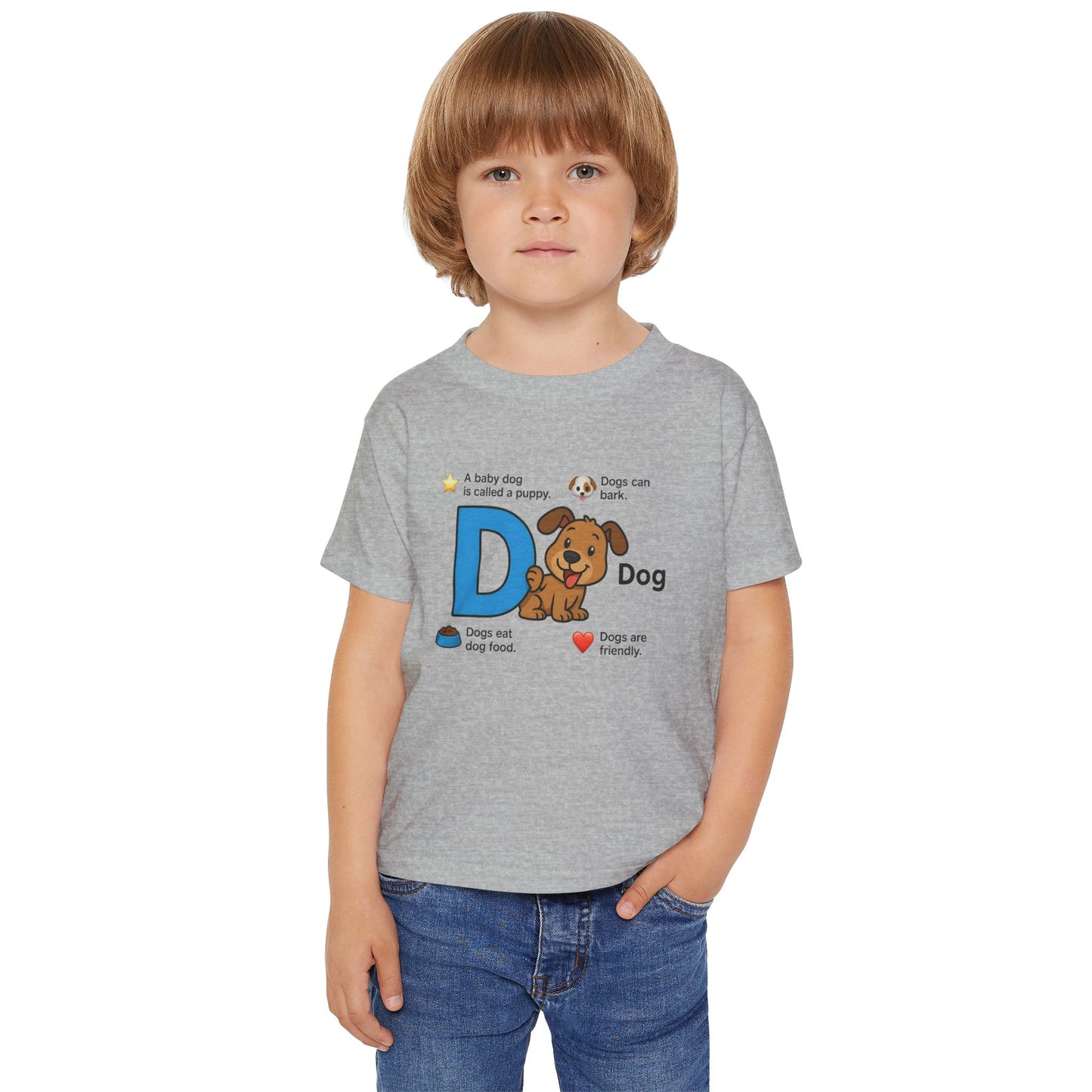Cute Dog Alphabet Toddler T-shirt, Animal Lover Gift, Educational Tee, Dog Lover Apparel, Toddler Gift, Kids' Dog T-shirt