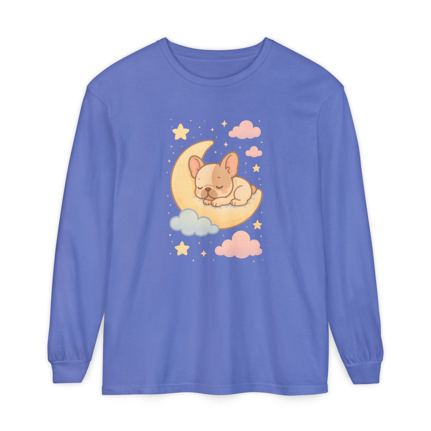 Cozy Dog-Themed Long Sleeve T-Shirt for Pet Lovers, Cute Sleepy Dog Shirt, Gift for Dog Moms, Relaxed Style Shirt, Perfect for Fall
