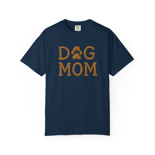 Dog Mom Garment-Dyed T-Shirt, Unisex Pet Lover Tee, Gift for Dog Owners, Casual Wear, Dog Themed Apparel, Animal Lover Clothing