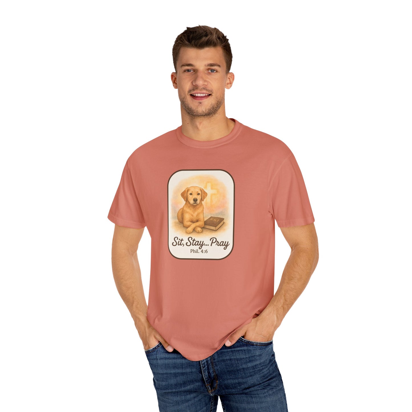 Faith-Inspired Dog Lovers T-Shirt, Unisex Tee, Gift for Pet Owners, Friendship Apparel, Casual Church Wear, Stay Pray Dog Design