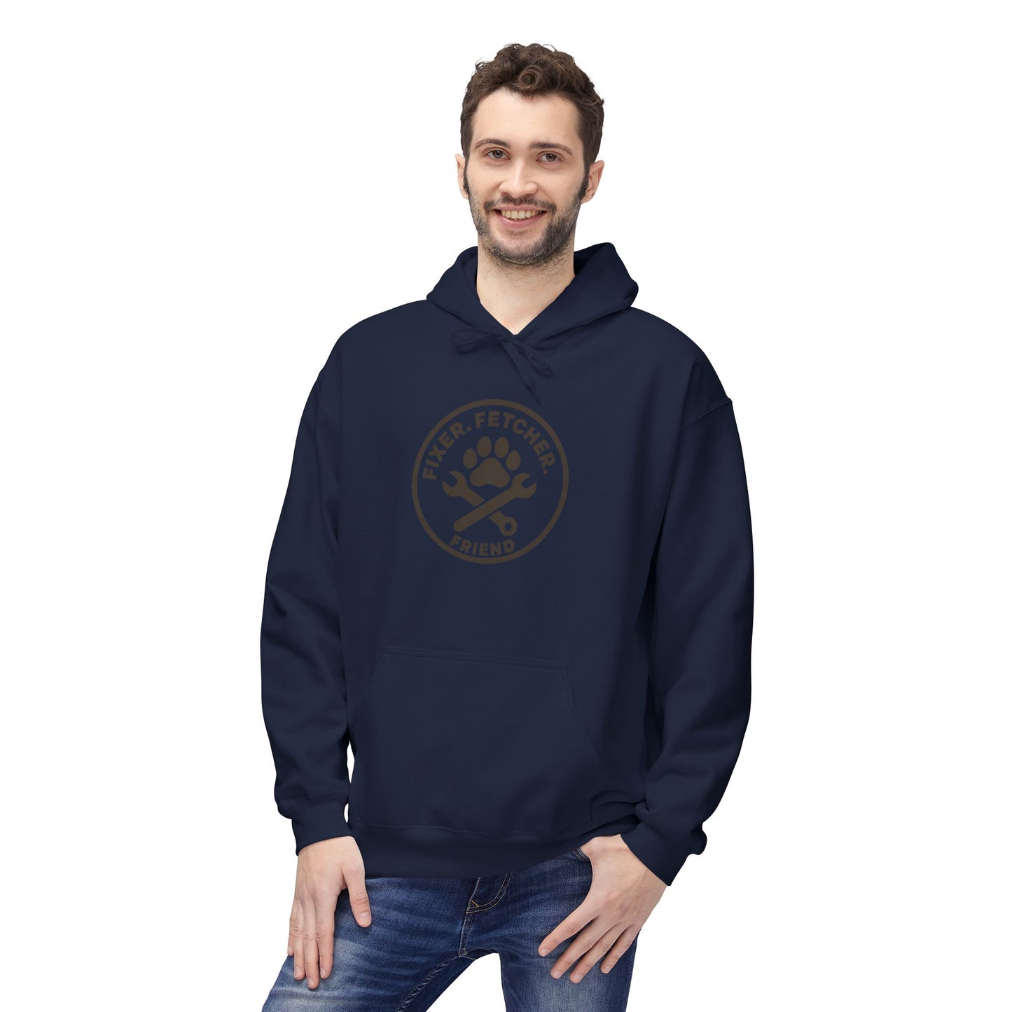 Dog Dad Fleece Hoodie, Unisex Softstyle Hooded Sweatshirt, Perfect Gift for Dog Lovers, Comfortable and Stylish