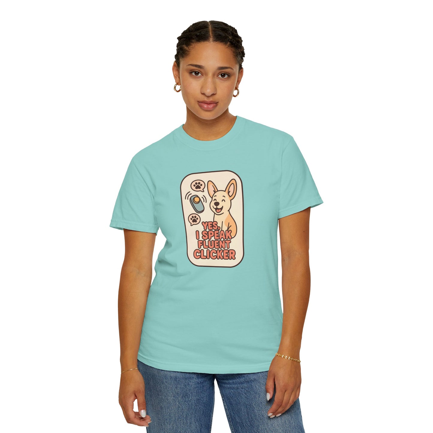 Yes, I Speak Fluent Clicker T-Shirt | Dog Trainer Gift, Animal Lover Apparel, Fun Pet Owner Top, Unique Graphic Tee, Funny Gift