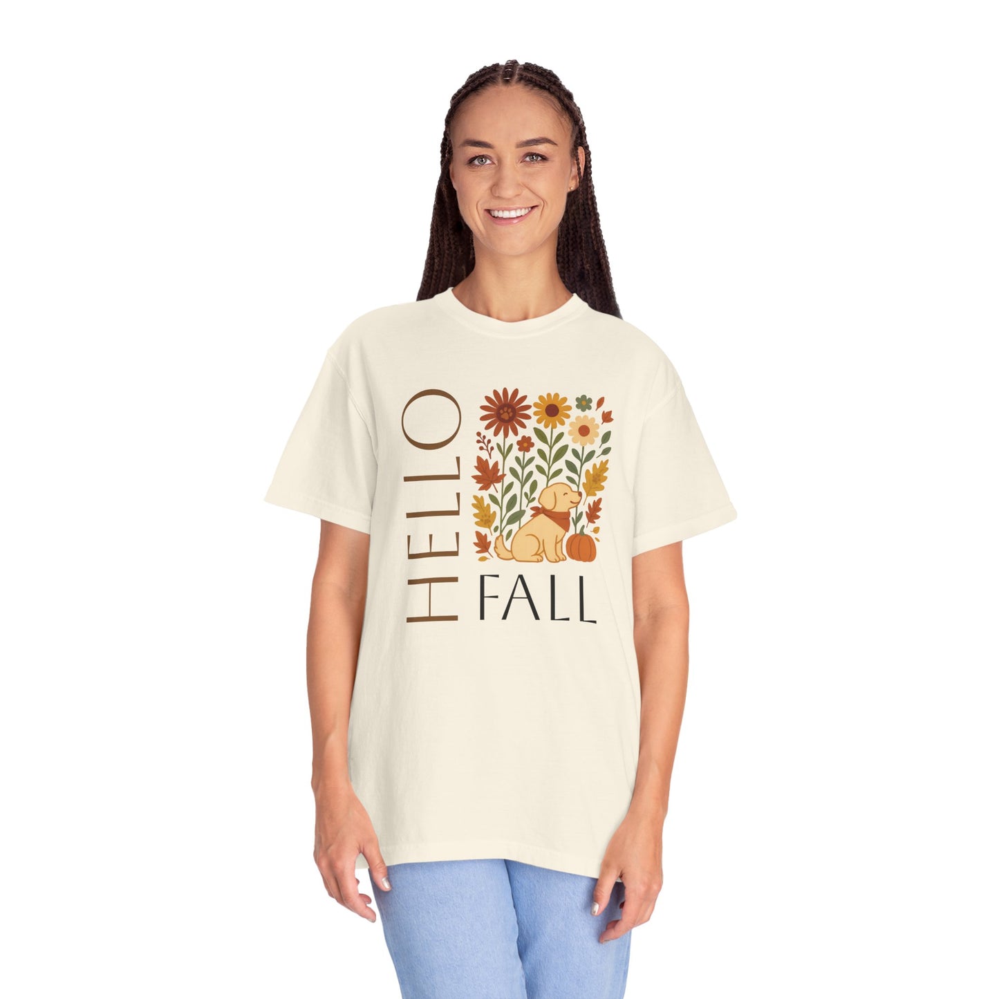 Autumn Floral Dog T-Shirt, Hello Fall
