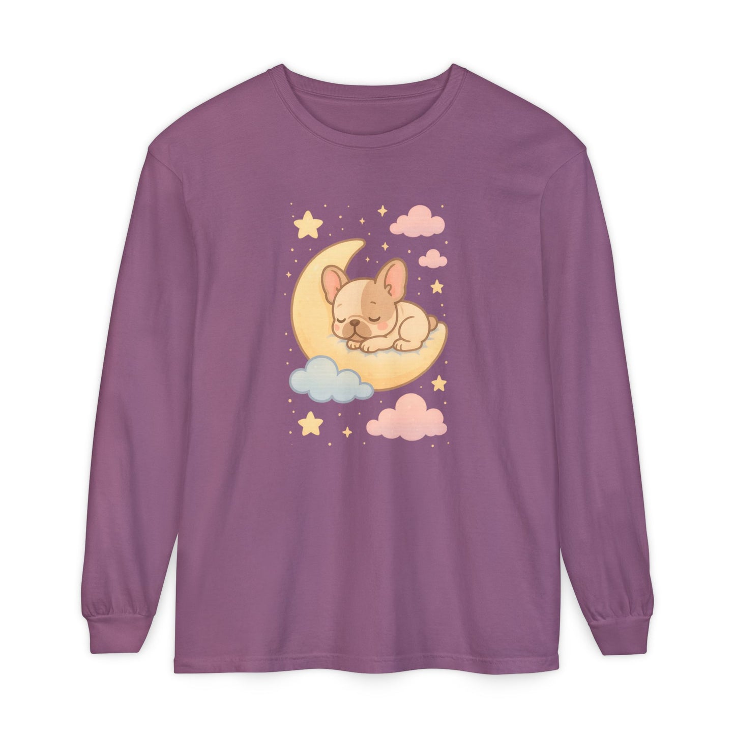Cozy Dog-Themed Long Sleeve T-Shirt for Pet Lovers, Cute Sleepy Dog Shirt, Gift for Dog Moms, Relaxed Style Shirt, Perfect for Fall