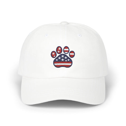 Dad Cap Patriotic American Flag Pawprint