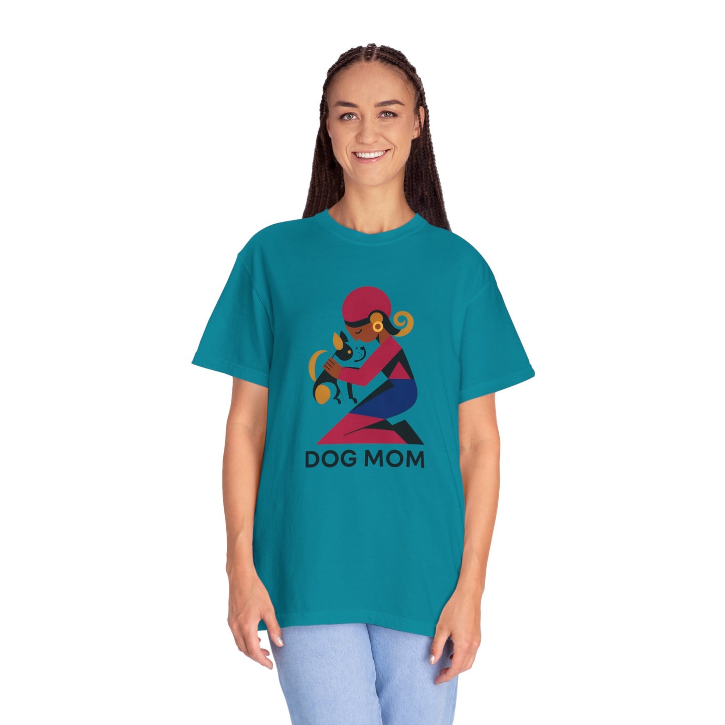 Dog Mom Garment-Dyed T-Shirt, Gift for Dog Lovers, Casual Wear, Pet Owner Apparel, Mother's Day Gift, Animal Lover Tee