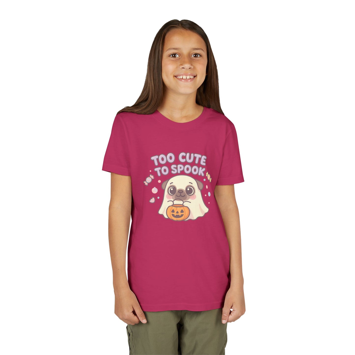Cute Halloween Ghost Youth Tee, Spooky Shirt for Kids, Halloween Apparel, Trick or Treat T-Shirt, Funny Kids' Shirt