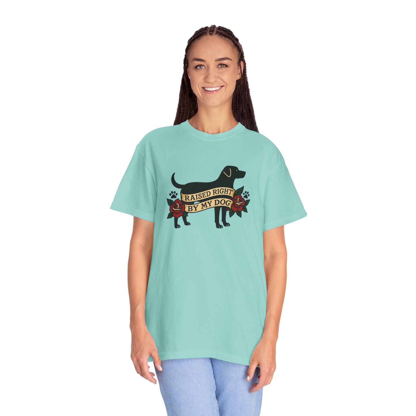 Raised Right by My Dog Tee, Unisex Pet-Themed Apparel, Gift for Dog Owners, Cute Canine Shirt