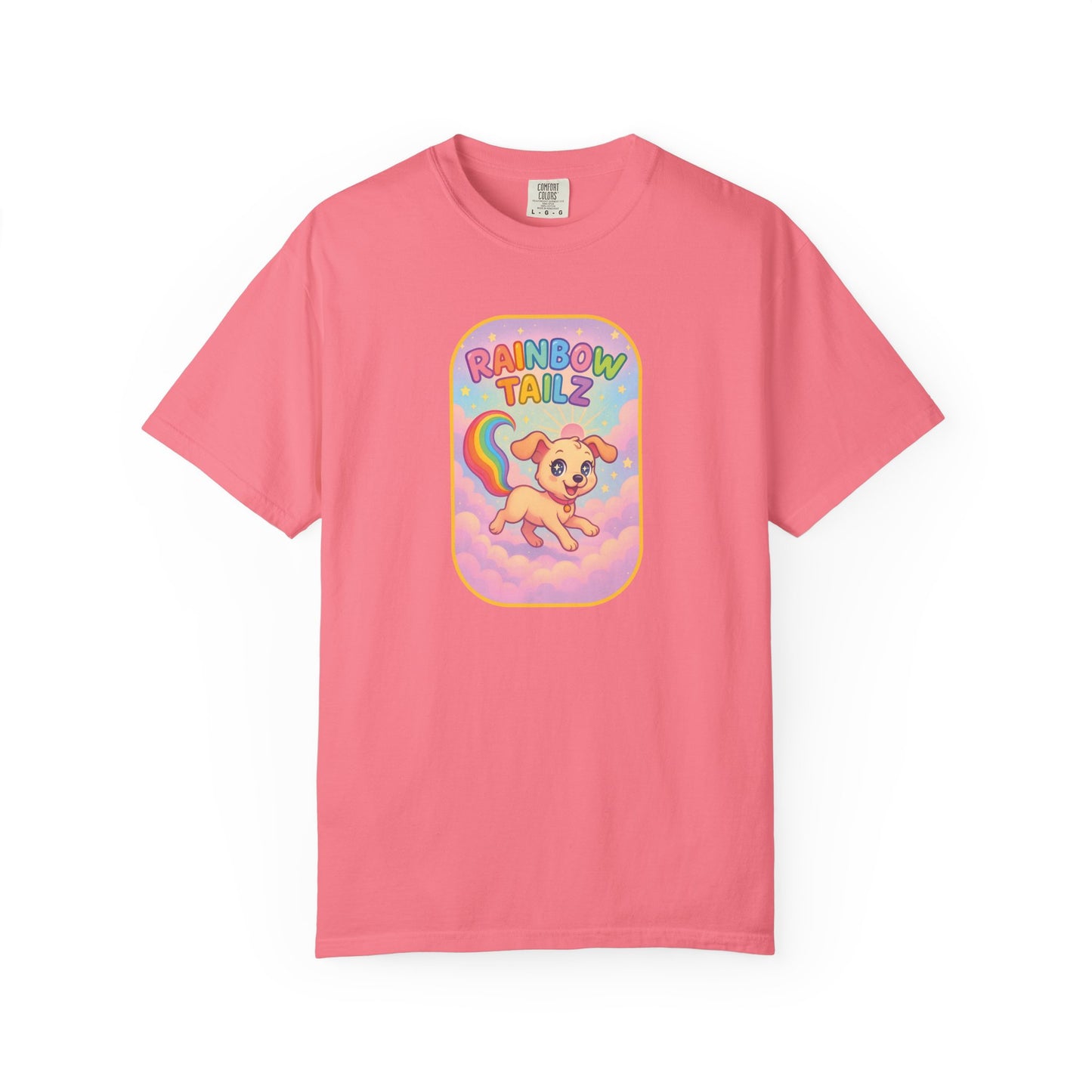 Cute Pet T-Shirt, Rainbow Tail Tee, Graphic Tee for Dog Lovers, Birthday Gift, Cozy Casual Wear, Mother's Day Gift