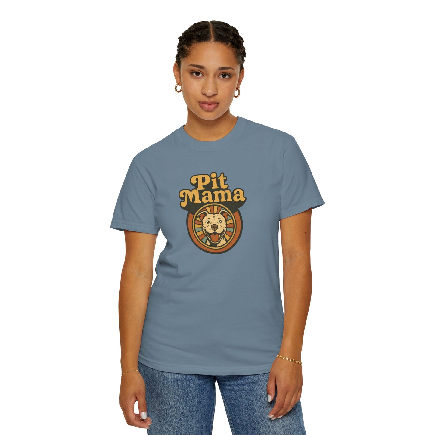 Pit Mama Unisex Garment-Dyed T-shirt | Perfect for Dog Lovers, Animal Advocates, Casual Wear, Mother's Day Gift, Pet Enthusiasts