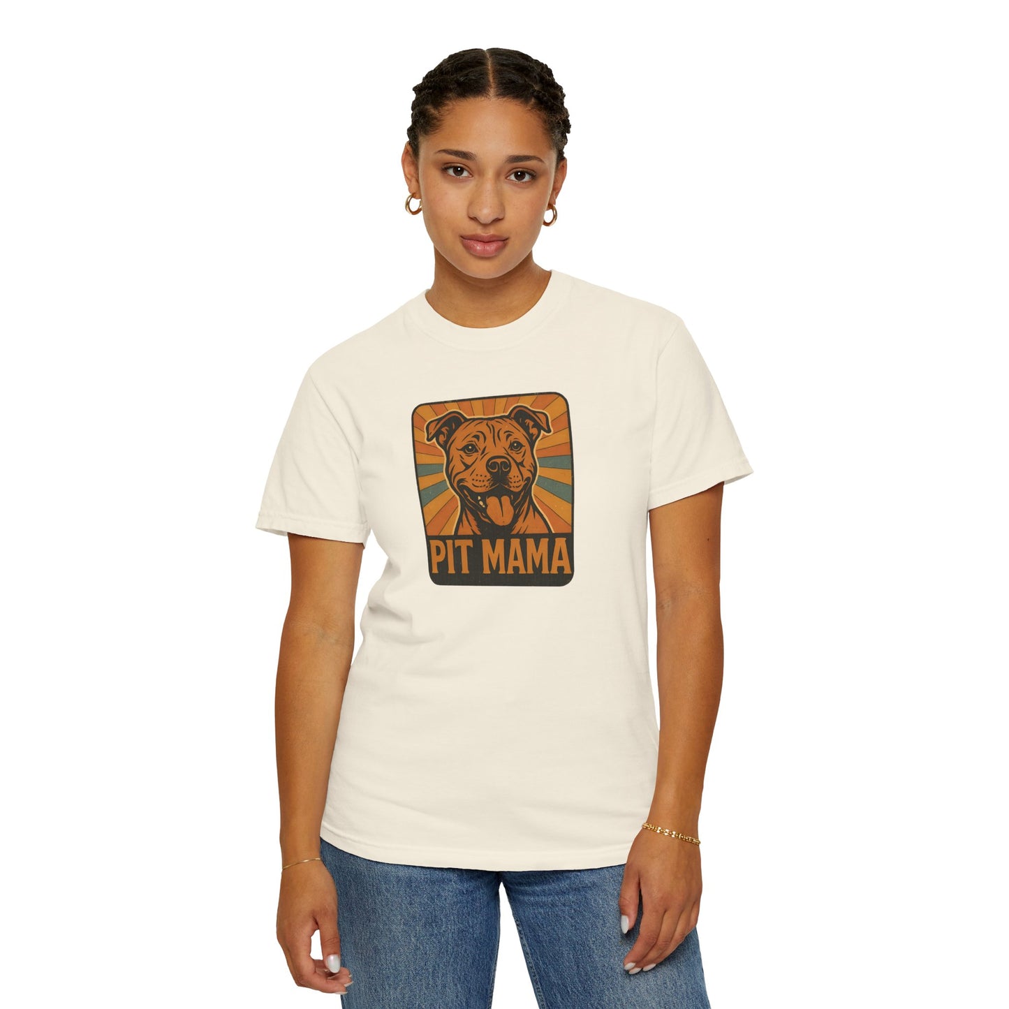 Pit Mama Unisex Garment-Dyed T-Shirt, Dog Lover Gift, Animal Rescue Tee, Pitbull Mom Shirt, Casual Wear, Pet Mom Apparel
