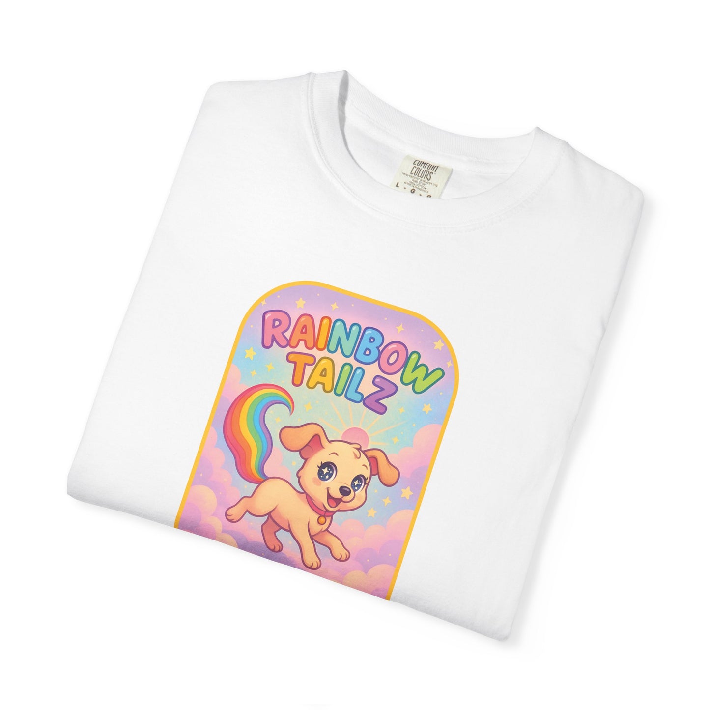 Cute Pet T-Shirt, Rainbow Tail Tee, Graphic Tee for Dog Lovers, Birthday Gift, Cozy Casual Wear, Mother's Day Gift