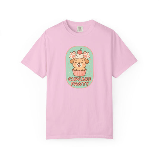Cute Dog Cupcake Pawty Unisex T-shirt, Perfect for Animal Lovers, Pet Birthdays, Gifts, Casual Wear, Fun Gatherings, Dog Celebrations