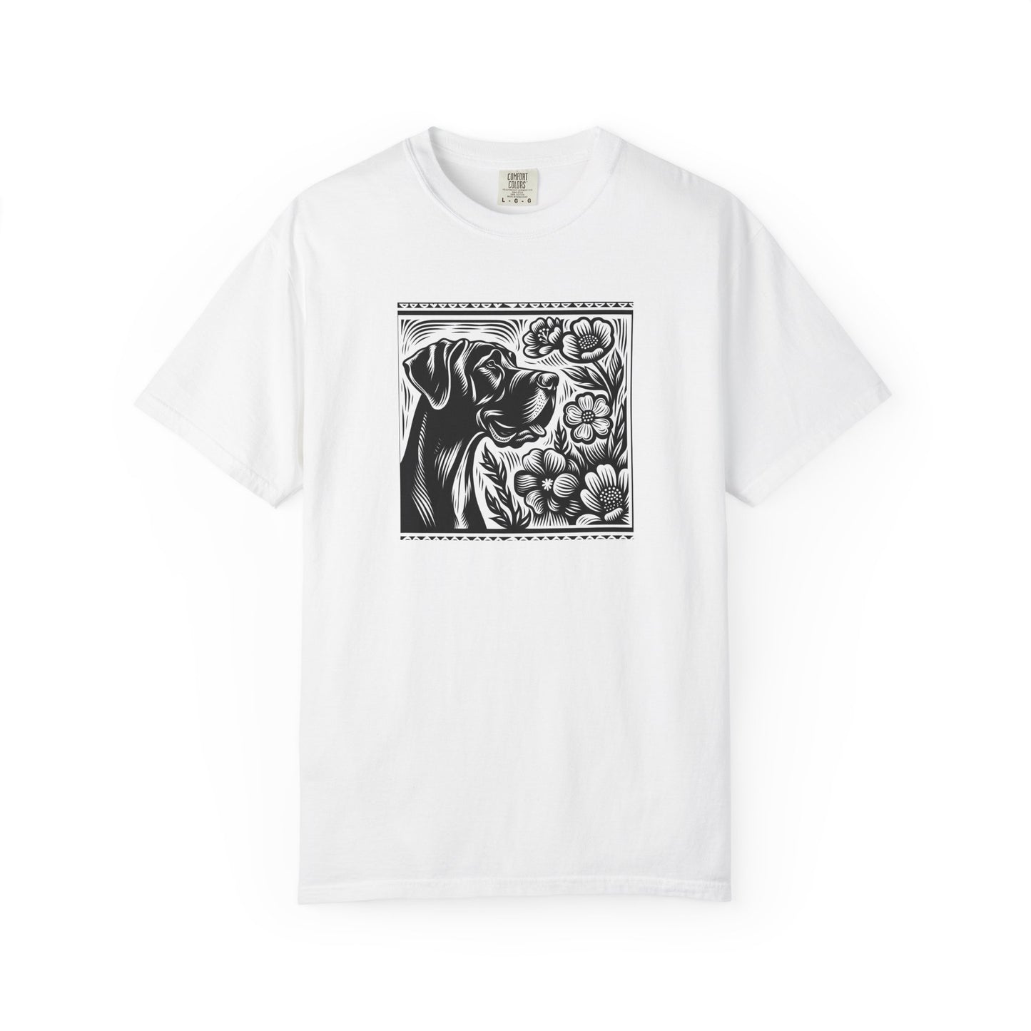 Great Dane Dog Lover's Floral Print T-Shirt | Unisex Garment-Dyed Tee