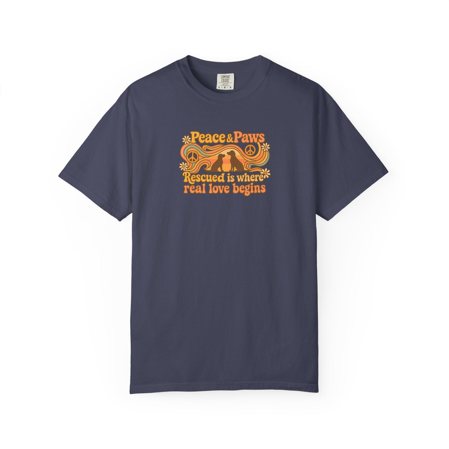 Peace & Paws T-Shirt, Perfect Gift for Couples, Vintage Style Tee, Unisex Casual Wear, Summer Fashion, Statement Shirt