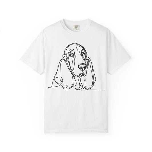 Basset Hound Line Art T-Shirt | Unisex Garment-Dyed Tee