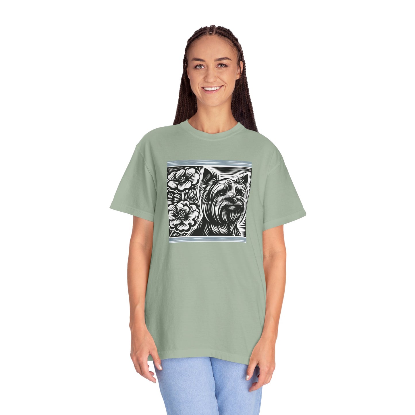 Cute Yorkie Floral T-Shirt for Dog Lovers