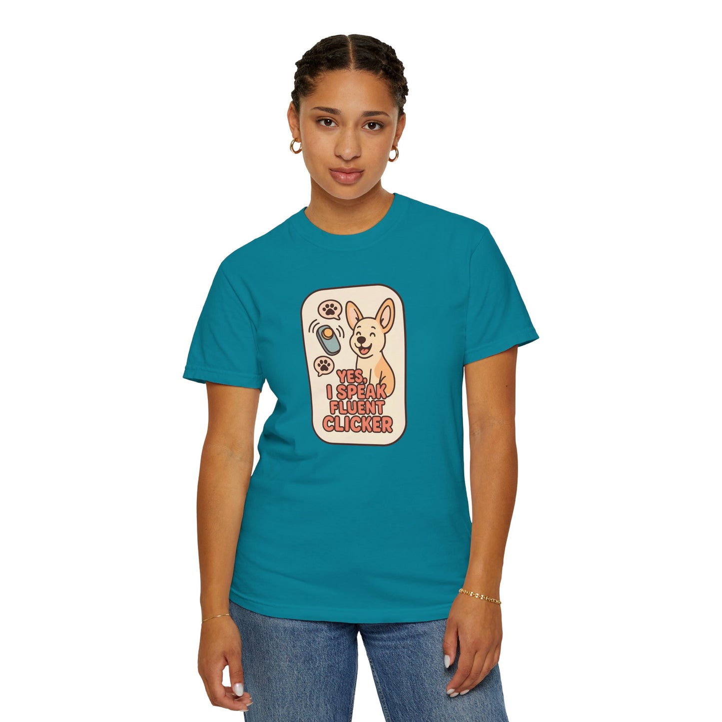 Yes, I Speak Fluent Clicker T-Shirt | Dog Trainer Gift, Animal Lover Apparel, Fun Pet Owner Top, Unique Graphic Tee, Funny Gift