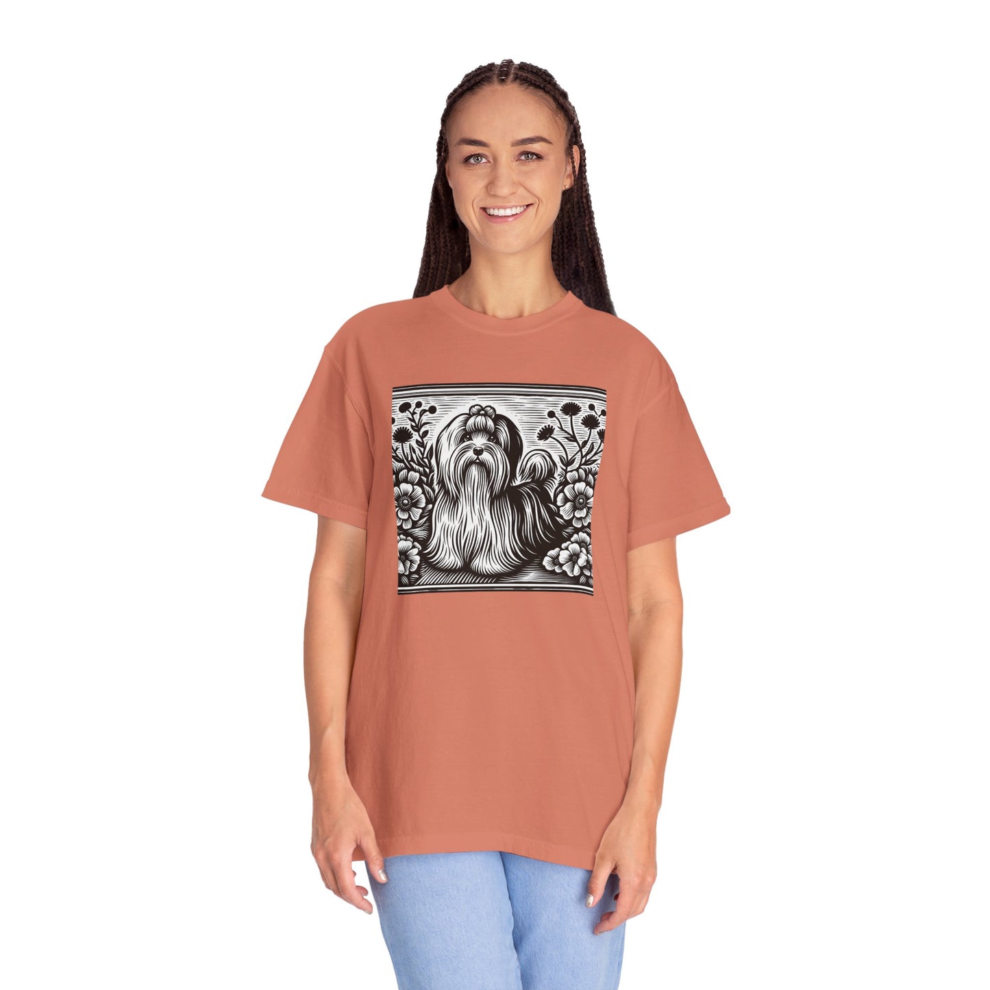 Havanese - Unisex Garment-Dyed T-shirt with Floral Dog Design - Perfect for Pet Lovers